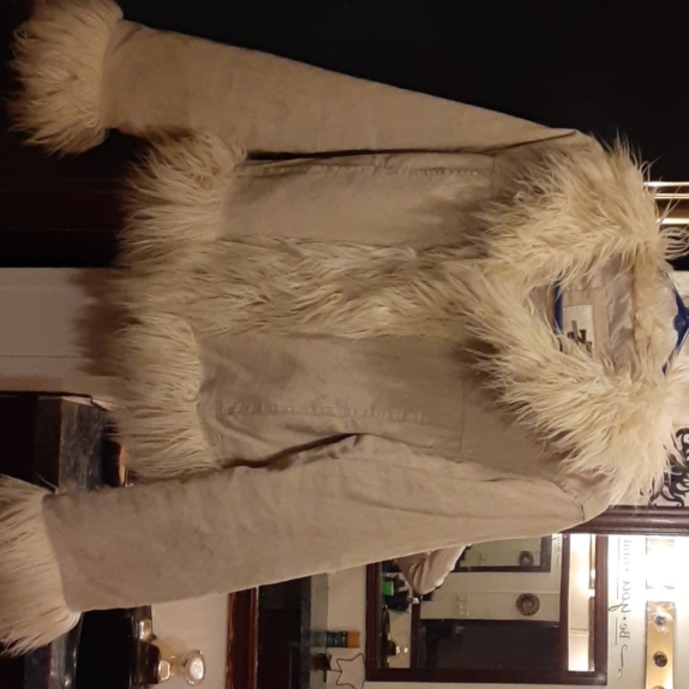 Furry corduroy tan coat. Make offer